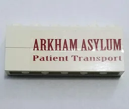Stickered Assembly 6 x 1 x 2 with 'ARKHAM ASYLUM Patient Transport' Pattern Model Left Side (Sticker) - Set 7785