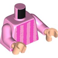 Lego Torso, Dark Pink Stripes print, Bright Pink Arms, Light Nougat Hands / Bright Pink