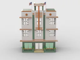 Hotel/Restaurant Art Deco facade (replica of a building lined on Miami Ocean drive)