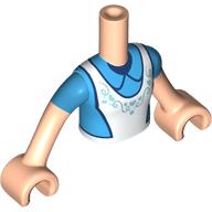 Lego Minidoll Torso Girl with White Apron, Dark Azure Shirt, Dark Blue Trim print, Light Nougat Arms with Hands / Light Nougat