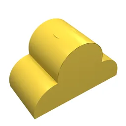 Brick Curved 2 x 4 x 2 Triple, No Studs / Yellow