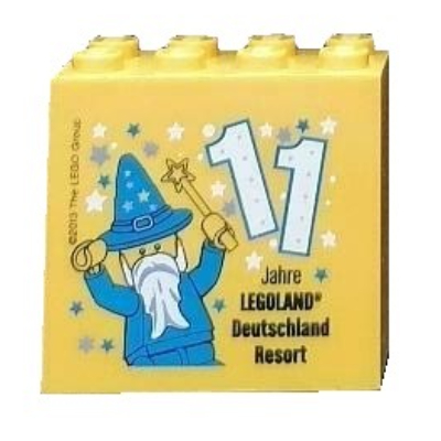 Lego Brick 2 x 4 x 3 with 'LEGOLAND Deutschland Resort 11 Jahre' Print / Yellow