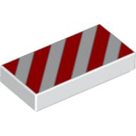 Lego Tile 1 x 2 with Diagonal Red Stripes Print