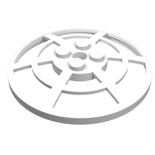 Lego Dish 6 x 6 Inverted, Radar / Webbed [No Anti-studs] / White