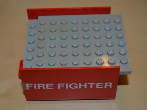 Lego Boat, Hull Smooth Middle 8 x 6 x 3 1/3 with Light Gray Deck with White 'FIRE FIGHTER' Pattern on Both Sides (Stickers) - Sets 316 / 775