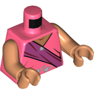 Lego Torso Sari with Dark Pink Shoulder Sash Print, Nougat Arms and Hands / Coral