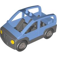 Lego Duplo Car with 2 Studs on Roof, Dark Bluish Gray Base / Medium Blue