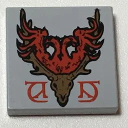 Tile 2 x 2 with Coat of Arms Durmstrang Stag Print / Light Bluish Gray