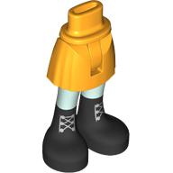 Lego Minidoll Hips and Short Skirt with Light Aqua Legs, Black Boots, Silver Laces print / Bright Light Orange