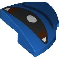 Brick Round Corner, Curved 2 x 2 x 2/3 Quarter Circle with Black/Dark Brown Eye, White Pupil, Left Print / Blue