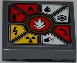 Tile, Modified 2 x 2 Inverted with White Lion Head and 8 Danger Symbols Pattern (Sticker) - Set 70500