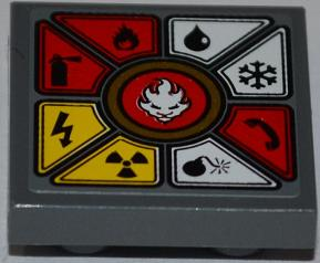Lego Tile, Modified 2 x 2 Inverted with White Lion Head and 8 Danger Symbols Pattern (Sticker) - Set 70500