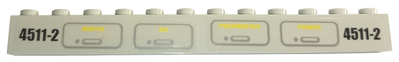 Lego Brick 1 x 12 with '4511-2' and 'WATER', 'OIL', 'PNEUMATICS' and 'POWER' Pattern (Stickers) - Sets 4511 / 10158 / Light Gray