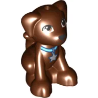 Animal, Dog, Small Sitting with Collar and Star Tag Print (Dash) / Reddish Brown