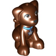 Lego Animal, Dog, Small Sitting with Collar and Star Tag Print (Dash) / Reddish Brown
