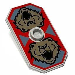 Shield Rectangular with Stud, Knights Kingdom Santis Bear Print (Non-Sticker) / Very Light Bluish Gray