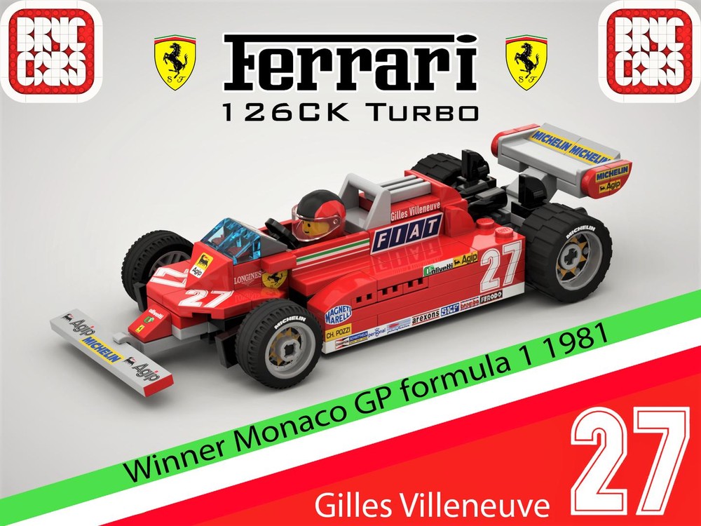 Lego Ferrari F126CK Turbo #27 - Gilles VIlleneuve - 1981 Monaco GP Winner