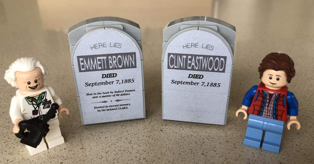 Lego Back To The Future Dr. Emmet Brown's and Clint Eastwood's Gravestones