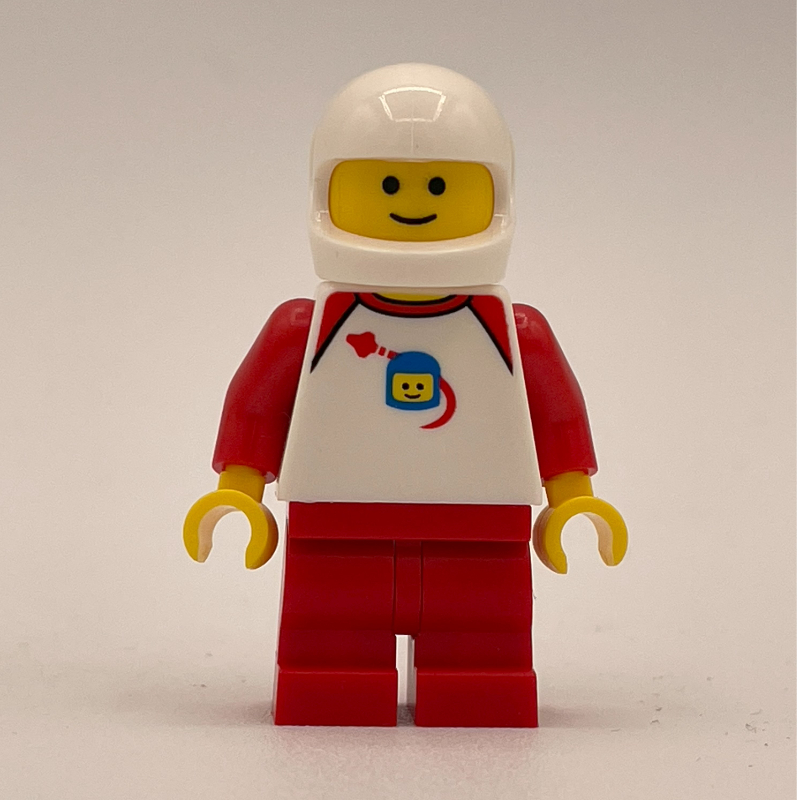 Lego Red Medium Legs, White Torso, Classic Space Helmet