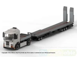 Tractor with Lowboy Trailer (Minifigure Scale)