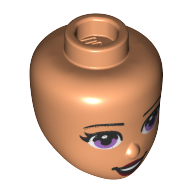 Lego Minidoll Head Lavender Eyes, Dark Red Lips, Open Smile print / Nougat