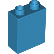 Lego Duplo Brick 1 x 2 x 2 with Bottom Tube / Dark Azure