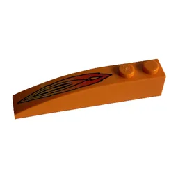 Brick Curved 6 x 1 with Flame Print / Orange