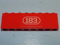 Stickered Assembly 8 x 1 x 2 with White '183' Pattern (Sticker) - Set 183