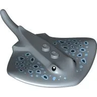 Animal, Stingray with Bright Light Blue/Dark Blue Spots, Black Eyes Print / Sand Blue
