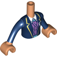 Lego Minidoll Torso Girl Dark Blue Jacket, Lavender Shirt, Bright Light Yellow Trim print, Nougat Arms with Hands / Nougat