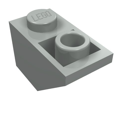 Lego Brick Sloped Inverted 45° 2 x 1 [Old Type with Small Stud Hole] / Light Gray