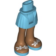 Lego Minidoll Hips and Short Skirt with Medium Nougat Legs, Medium Azure Sandals with White Bows Print / Medium Azure