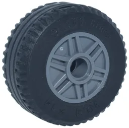 Wheel 18mm D. x 14mm with Pin Hole, Fake Bolts and Shallow Spokes with Black Tire 30.4 x 14 Solid (55981 / 58090) / Dark Bluish Gray