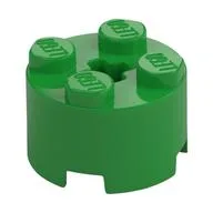 Brick Round 2 x 2 with Axle Hole / Bright Green