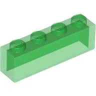 Brick 1 x 4 without Bottom Tubes / Trans-Green
