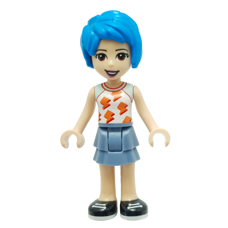 Lego Evelyn - White Top, Sand Blue Skirt, Dark Azure Hair