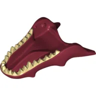Creature Body Part, Dragon Head Lower Jaw with Spikes and Tan Teeth Print / Dark Red