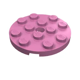Plate Round 4 x 4 with Pin Hole / Dark Pink