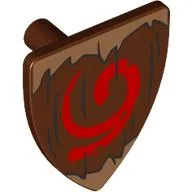 Shield Triangular with Red Symbol, Dark Tan Border Print