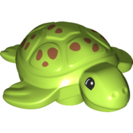 Lego Duplo Animal Turtle, No Top Stud, Dark Orange Spots Print / Lime