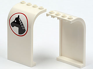 Lego Panel 3 x 4 x 6 Curved Top with Horse Head Facing Left Pattern (Sticker) - Set 7635