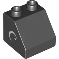 Duplo Brick 2 x 2 Slope 45° with Eye with White Spot and Curve Print on Both Sides / Black