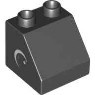 Lego Duplo Brick 2 x 2 Slope 45° with Eye with White Spot and Curve Print on Both Sides / Black