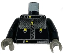 Torso Studios Racing Suit with Silver Panel with Gradient, Zipper with Yellow Pull Pattern / Black Arms / Dark Gray Hands