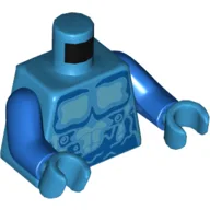 Torso Bare Chest, Dark Blue and Medium Blue Water Marks Print, Blue Arms, Dark Azure Hands / Dark Azure