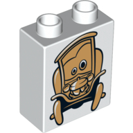 Lego Duplo Brick 1 x 2 x 2 with Golden Stanley Car Print / White