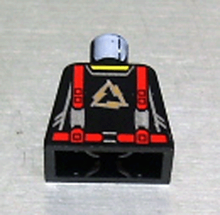 Lego Torso Alpha Team Arctic Logo, Black Shirt and Red Straps Pattern