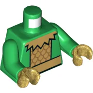 Torso, Armor, Gold Pointed Collar, Gold Belt Print, Green Arms, Pearl Gold Hands / Green