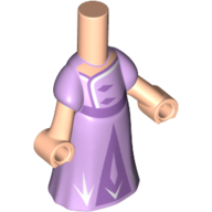 Lego Microdoll Body Long Dress Medium Lavender with Lavender Decorations, Light Nougat Hands