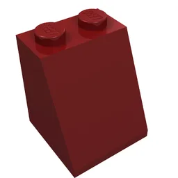 Brick Sloped 65° 2 x 2 x 2 Smooth without Bottom Tube / Dark Red